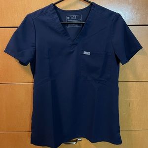 FIGS SCRUBS IN XS CATARINA TOP & XS HIGH WAISTED PETITE BOTTOMS -NAVY